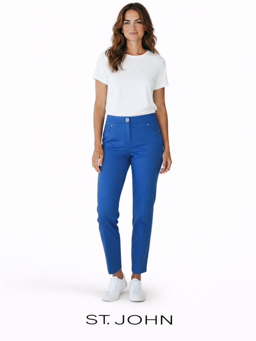 St. John Blue Mid-Rise Straight-Leg‎ Pants Size 8
